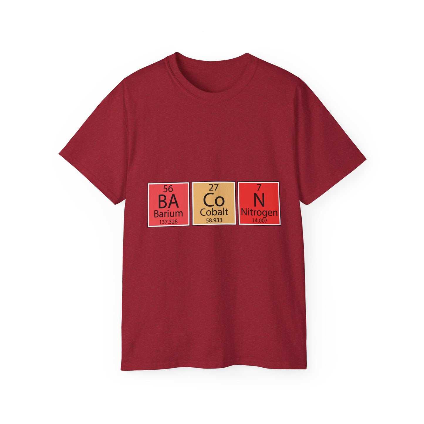 Funny Science Graphic Tee - "Bacon" Elements Tee - Unisex Ultra Cotton Shirt