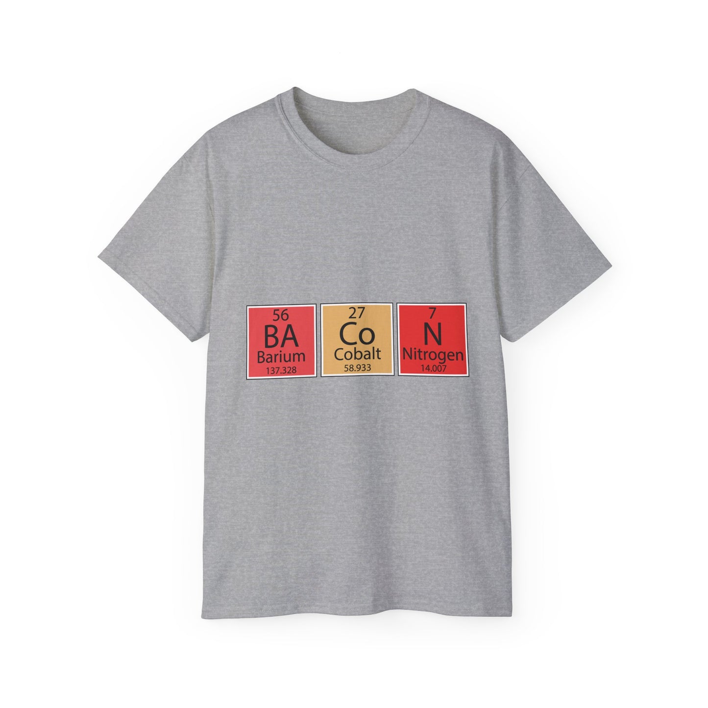 Funny Science Graphic Tee - "Bacon" Elements Tee - Unisex Ultra Cotton Shirt