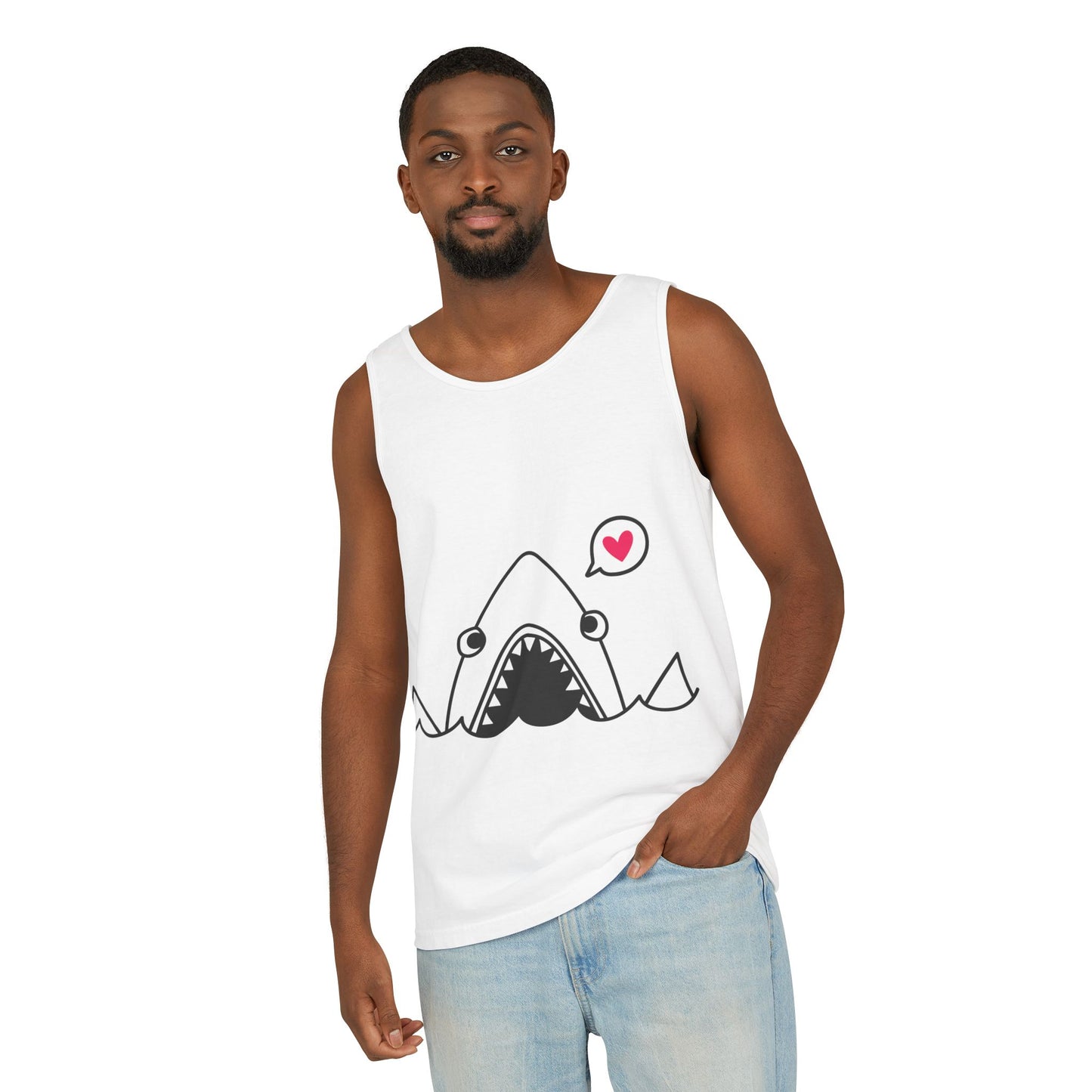 Cute Shark Love Unisex Tank Top - Perfect for Summer Vibes