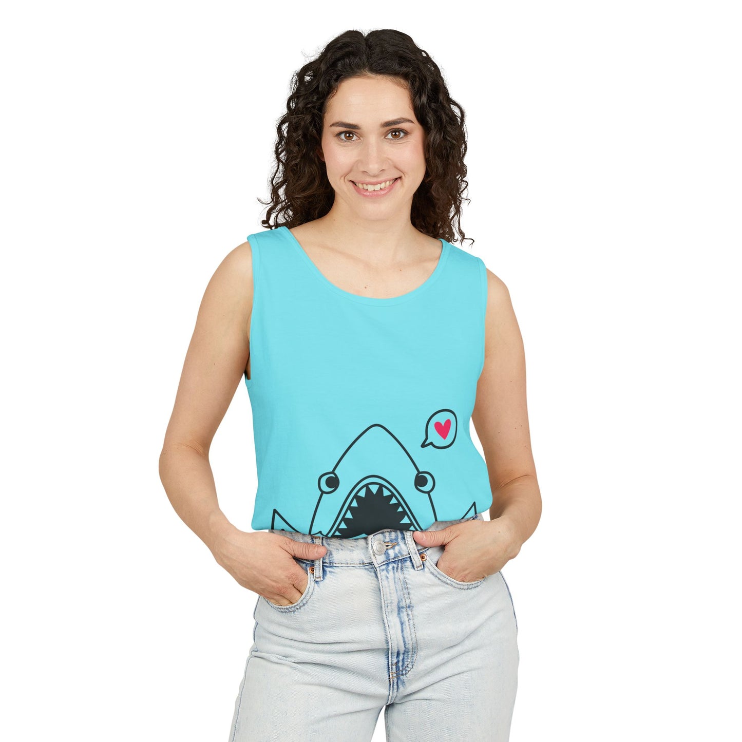 Cute Shark Love Unisex Tank Top - Perfect for Summer Vibes