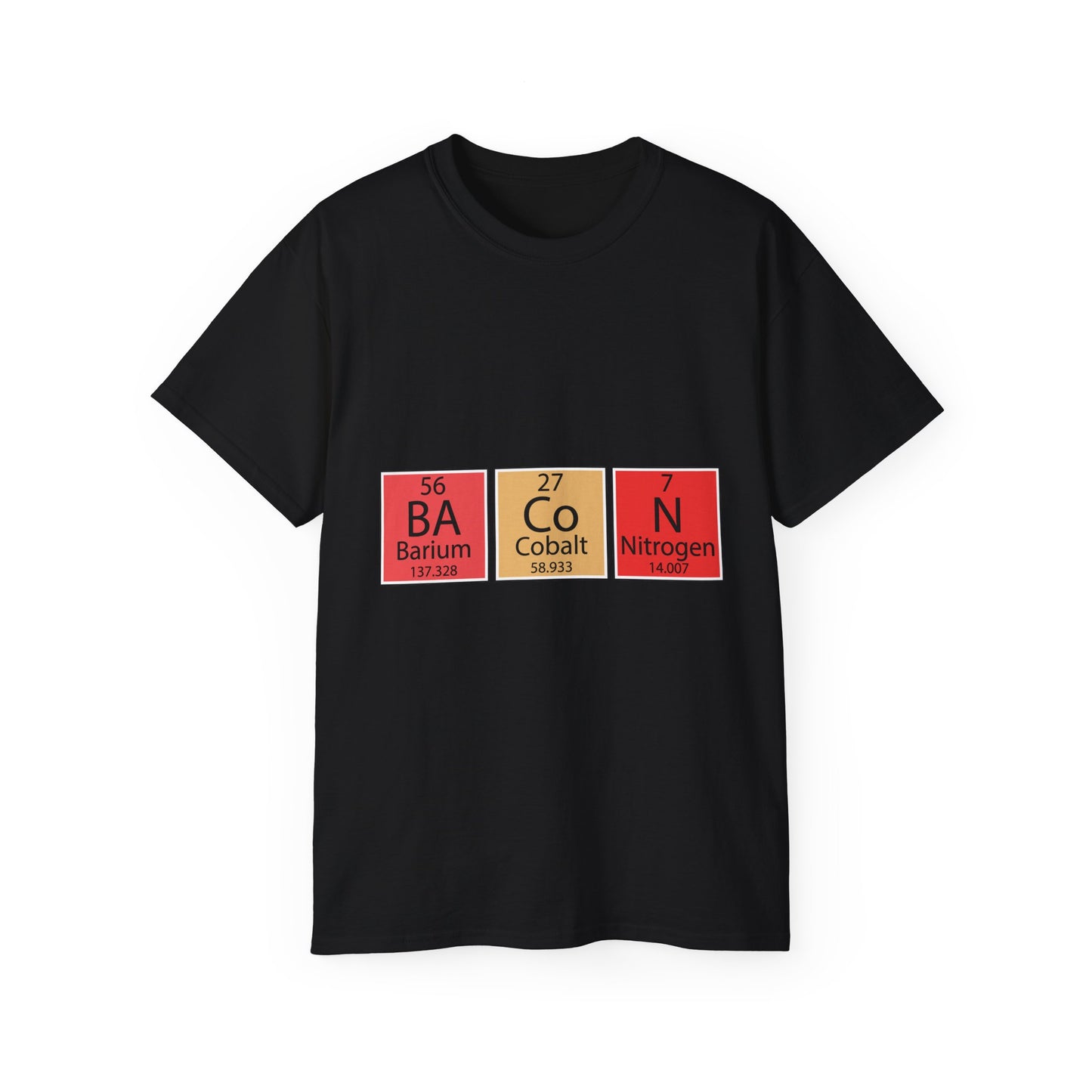 Funny Science Graphic Tee - "Bacon" Elements Tee - Unisex Ultra Cotton Shirt