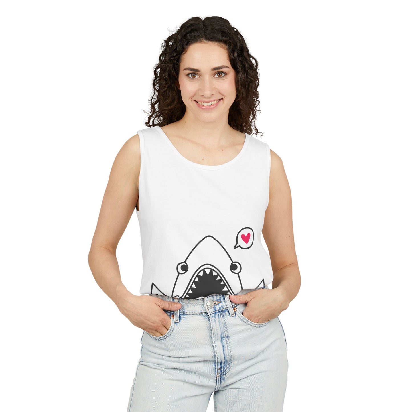 Cute Shark Love Unisex Tank Top - Perfect for Summer Vibes