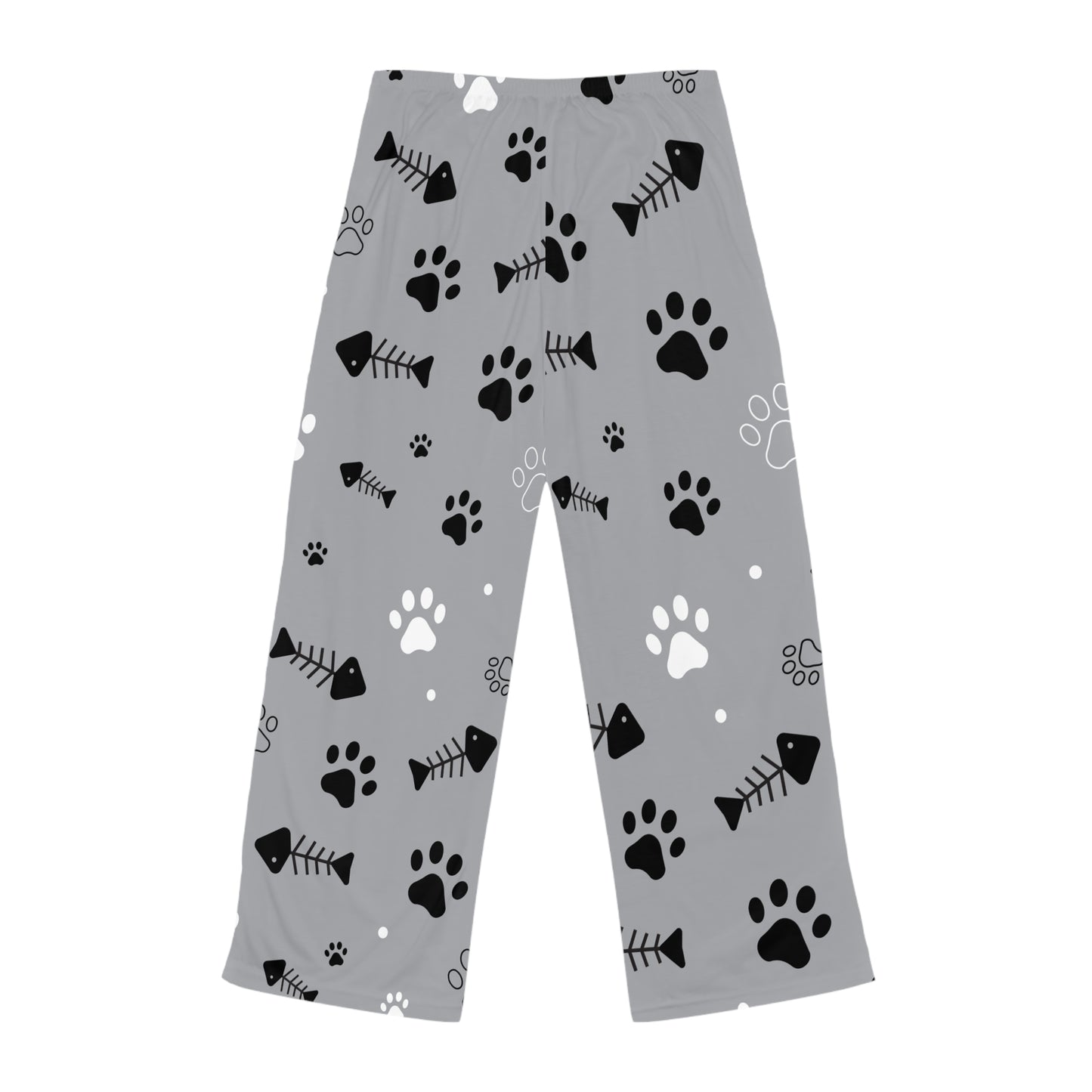 Cozy Women's Pajama Pants with Cute Paw and Fishbone Print