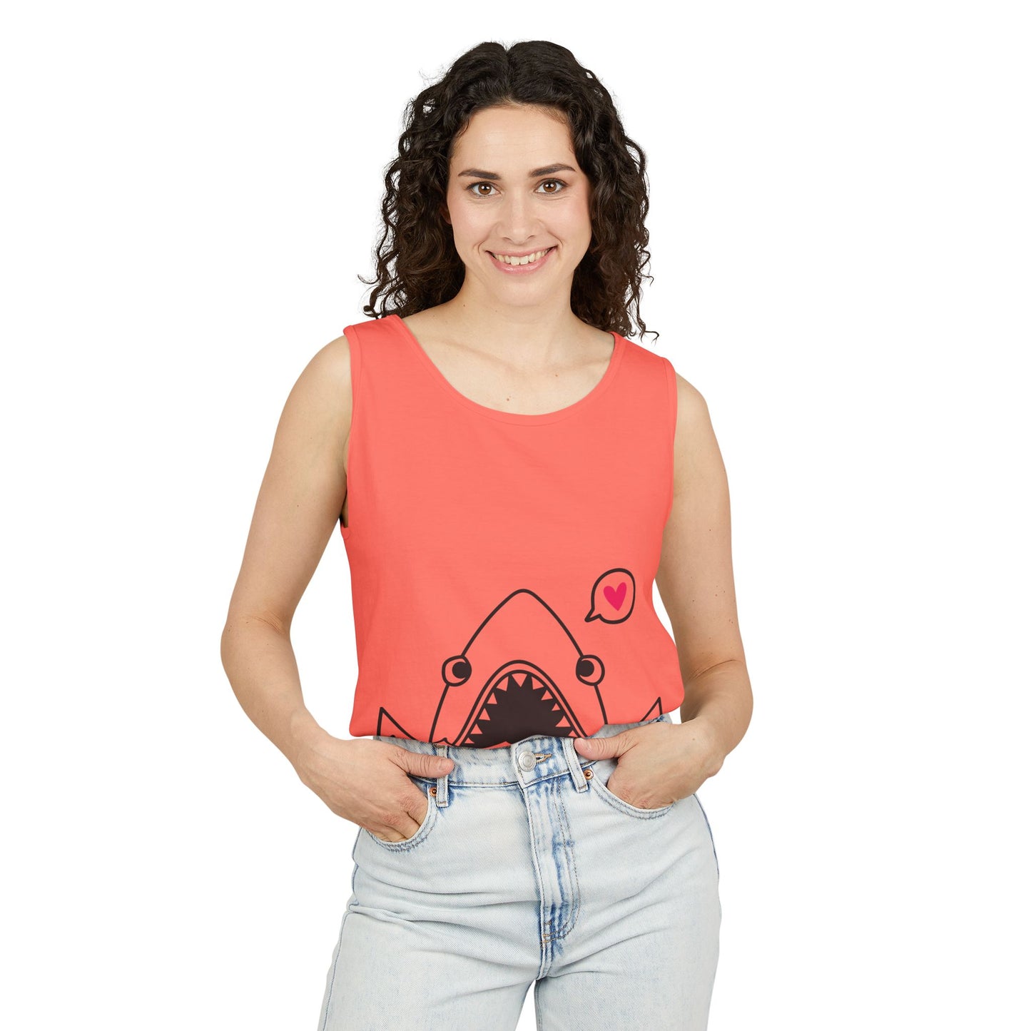 Cute Shark Love Unisex Tank Top - Perfect for Summer Vibes