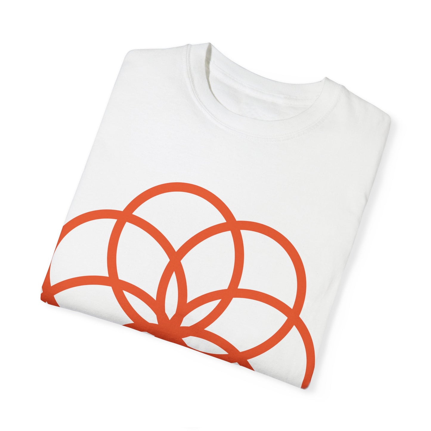 Unisex Garment-Dyed T-shirt with Geometric Flower Design