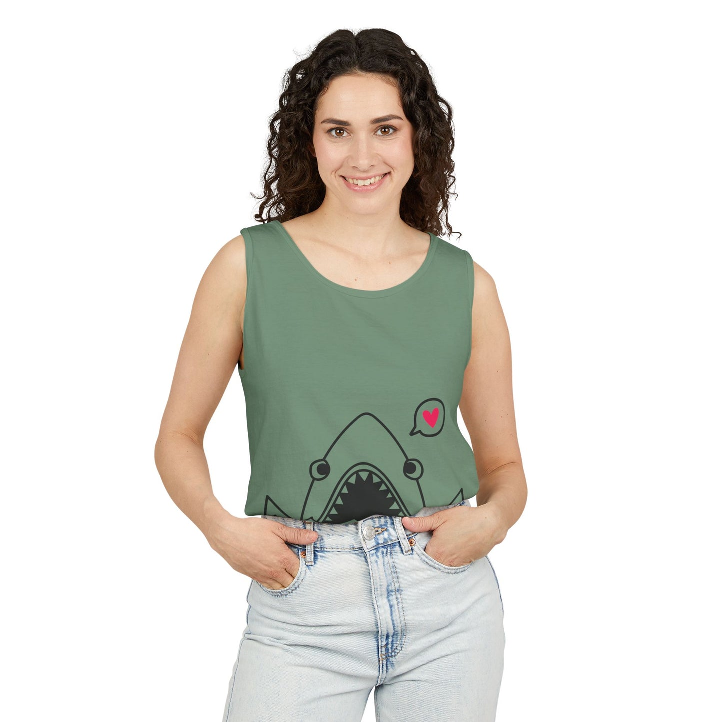 Cute Shark Love Unisex Tank Top - Perfect for Summer Vibes