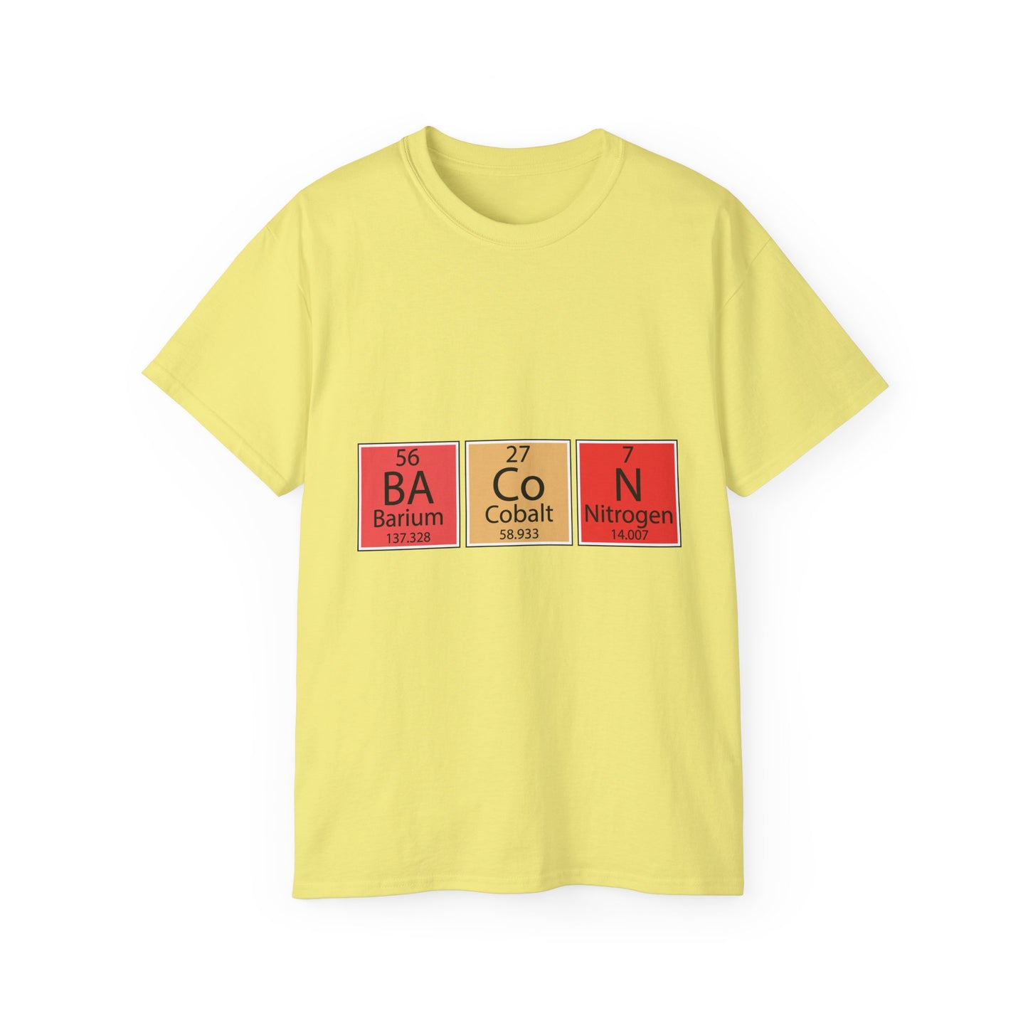 Funny Science Graphic Tee - "Bacon" Elements Tee - Unisex Ultra Cotton Shirt