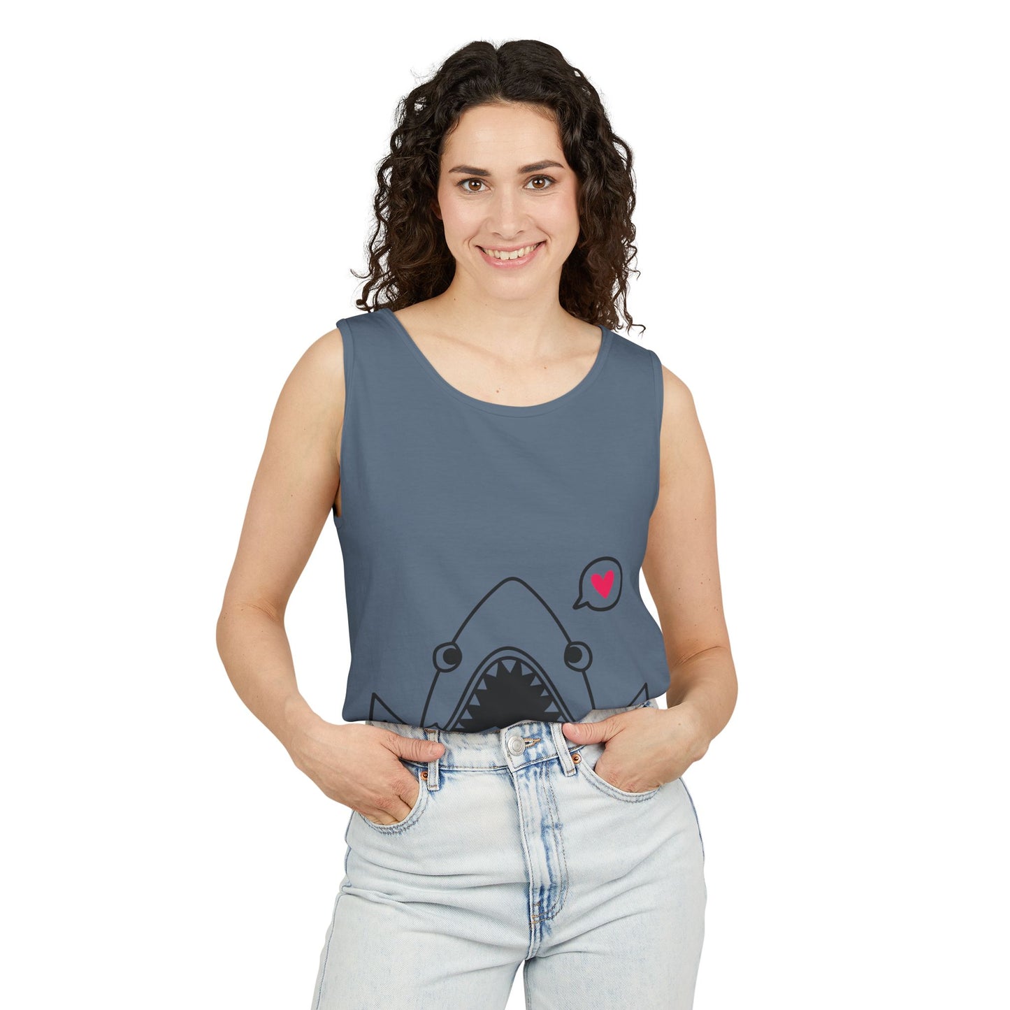 Cute Shark Love Unisex Tank Top - Perfect for Summer Vibes