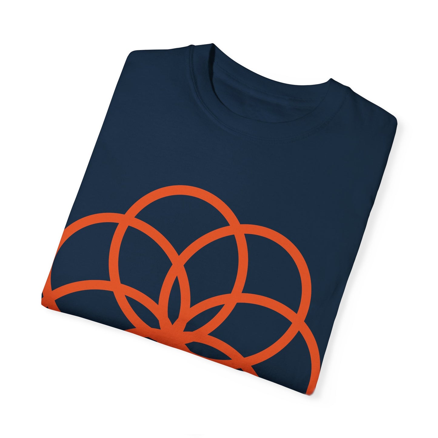 Unisex Garment-Dyed T-shirt with Geometric Flower Design